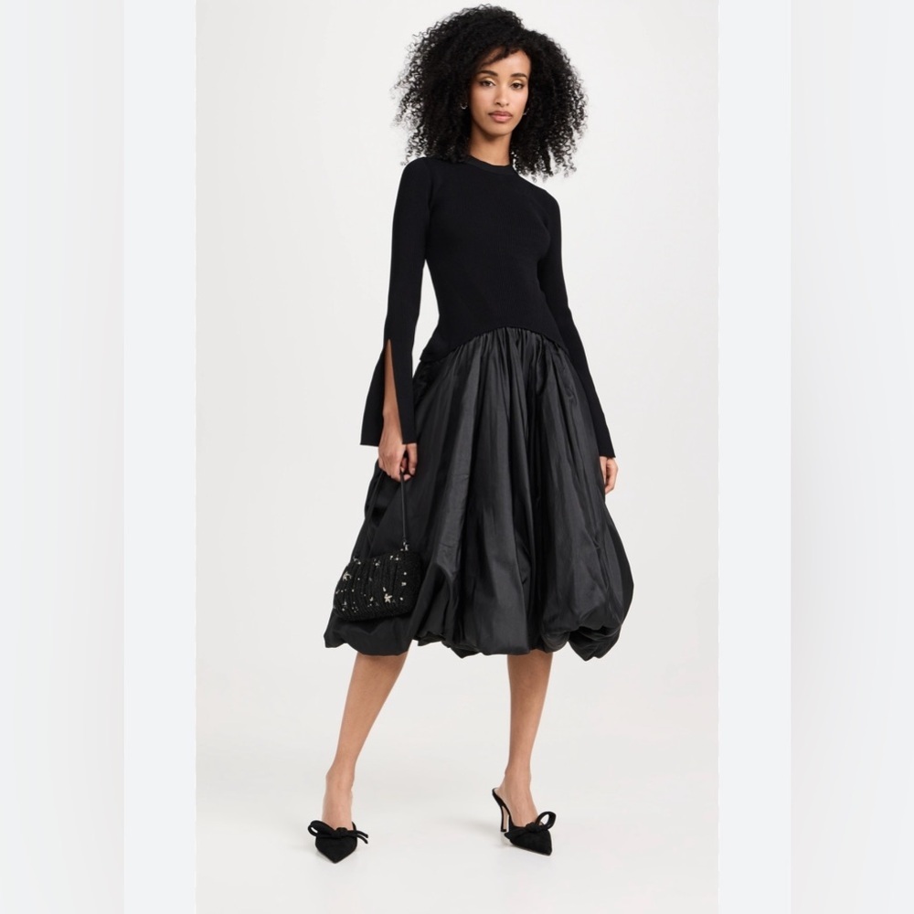 NWT SIMKHAI Kenlie Ribbed Knit Taffeta Mixed Media Dress ASO Taylor Swift Sz XS - Picture 10 of 10